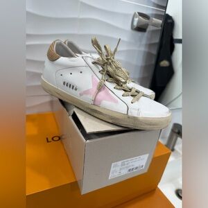 Golden Goose White and Pink Sneakers